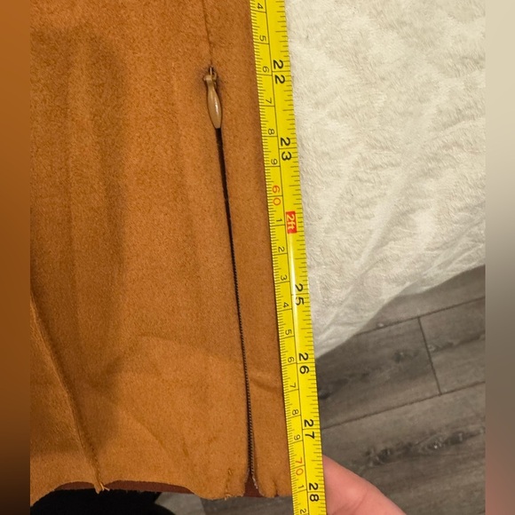 TCEC brown faux suede pants raw hem with zippers - Picture 8 of 8